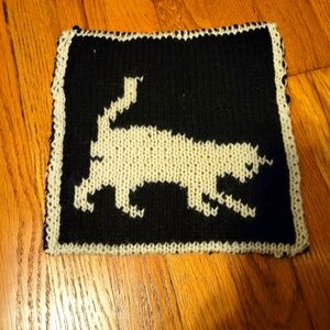 Hand Knit Cat Coaster